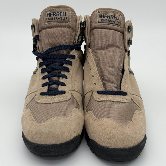 Vintage Merrell Light Traveler Mens 12 Narrow Hiking Boots Tan Suede Outdoors - Picture 2 of 11